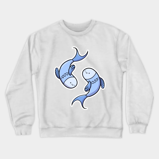 Cute Pisces Fish Zodiac Star Sign Symbol Crewneck Sweatshirt by fizzyllama